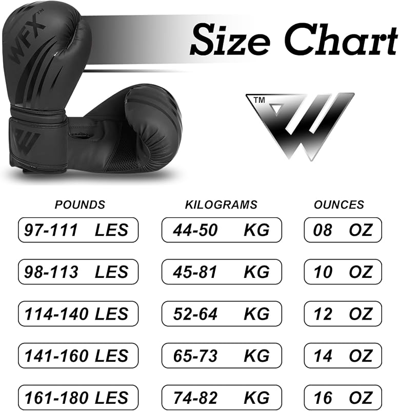 WFX Bokszkesztyű 8 oz Műbőr MMA Sparring Edzőkesztyű - Profi Kickbox Muay Thai Harcművészeti Kesztyű Vastag Hüvelykujjvédelemmel Fekete