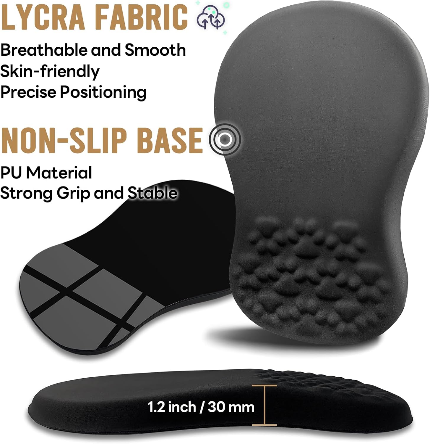 Black Ergonomic Mouse Pad with Wrist Rest Support,Non-Slip PU Bottom & Memory Foam Massage Bulge Cat Paw Pad Design,Relieves Carpal Tunnel Pain-an Ideal Mousepad for Office Desk Accessories