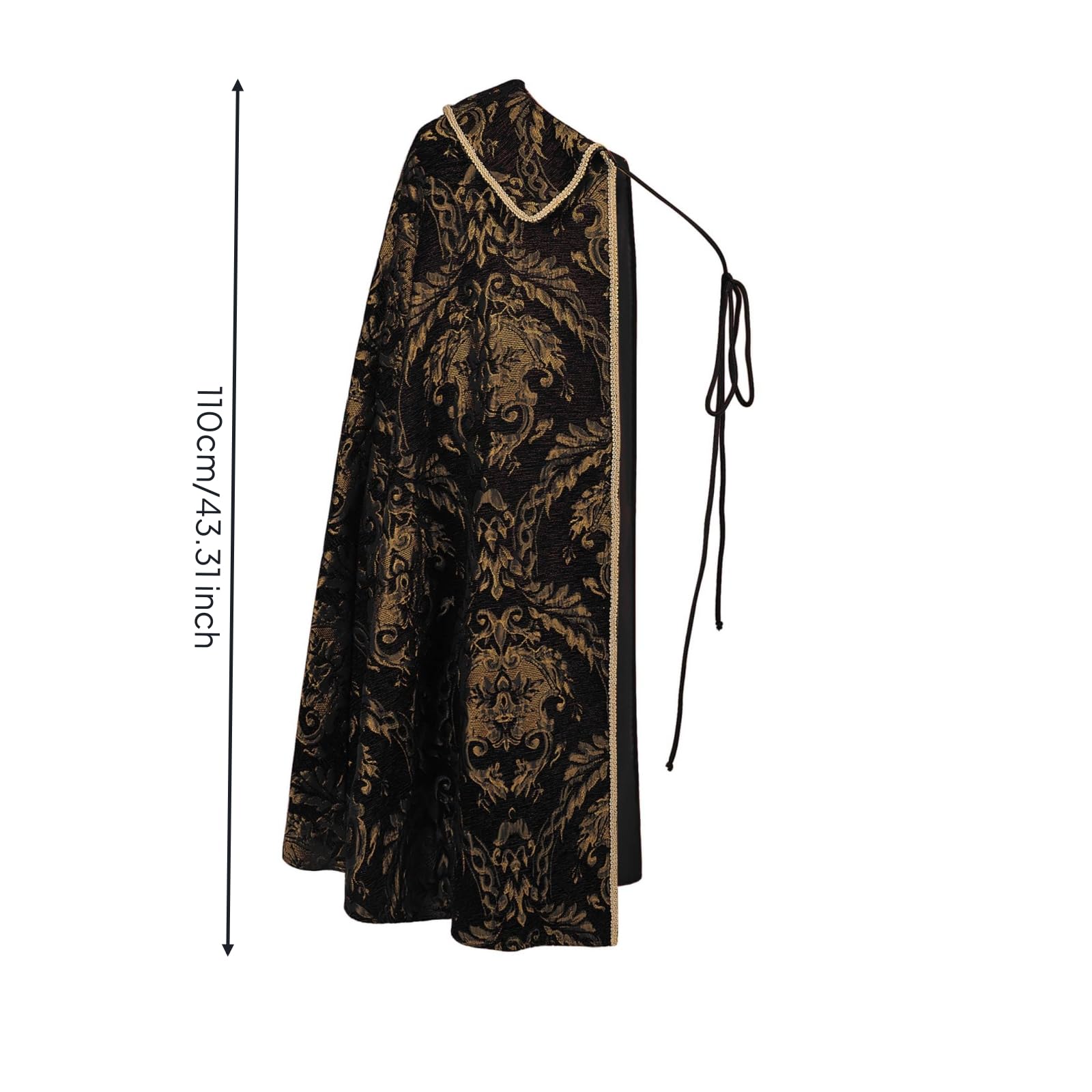 Mantello Elegante in con Fantasia Floreale E Chiusura Sicura al Collo per Uomini E Donne Adatto per Eventi Tematici E Recite, Array, Nero