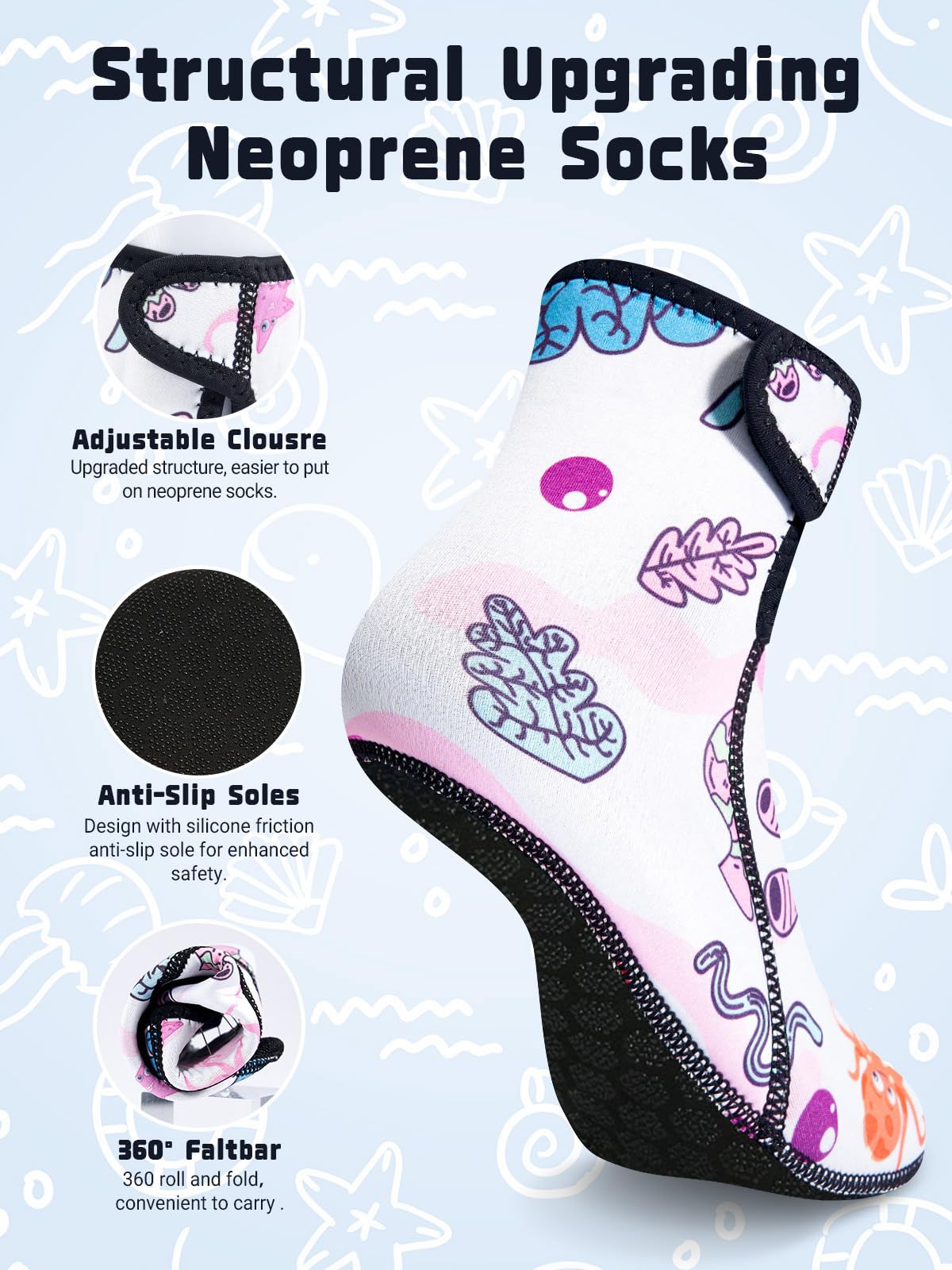 3MM Calzari Neoprene Bambini, Calze Neoprene Calzini Neoprene per Ragazzi Ragazze per Immersioni, Nuoto, Sport Acquatici