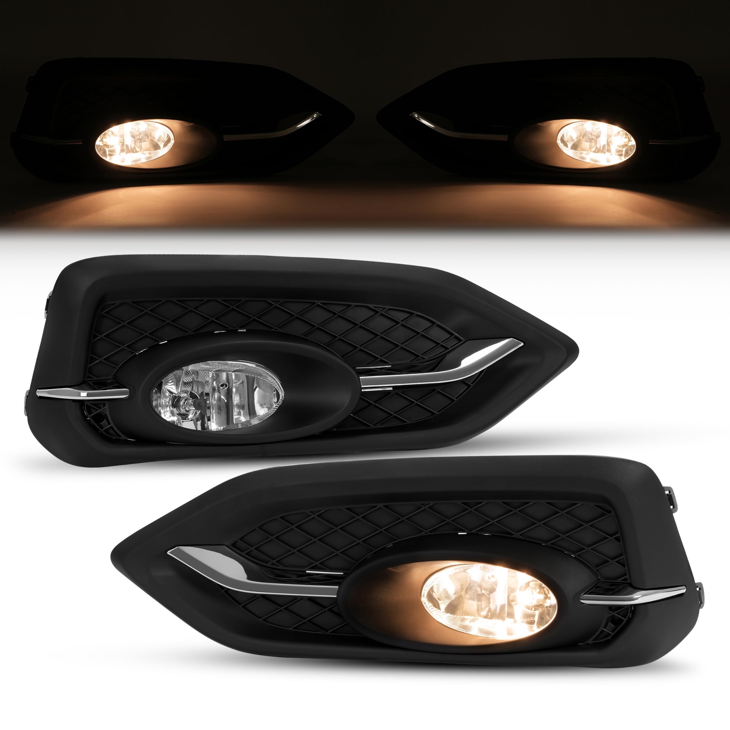 HECASA Pair Fog Light Compatible with 2014-2015 Honda Civic Coupe Halogen Front Bumper Driving Fog Lamp Clear Lens Plastic+Glass Driver & Passenger