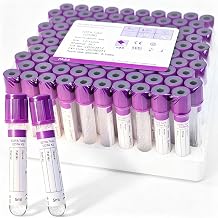 Blood Collection Tubes, 5ml K2 EDTA Tube Lab Vacuum Collection Tubes, 100 Pcs, for Lab Test Tubes Pet Animals Veterinary