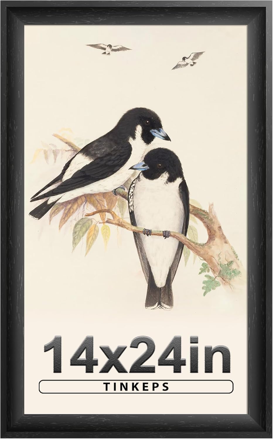 14x24 Picture Frame Black with Black Backboard, Wooden Curved Extra Wide Edges, Vintage Style Poster Frame 14x24 for Wall Decor. Black 14x24