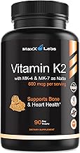 Vitamin K2 Supplement - Full Spectrum Vitamin K2-MK7, MK4 & Vitamin D - High Strength K2 Works with Vitamin-D3 - Vitamin-K 600mcg - Supports Bone Health - 90 Capsules