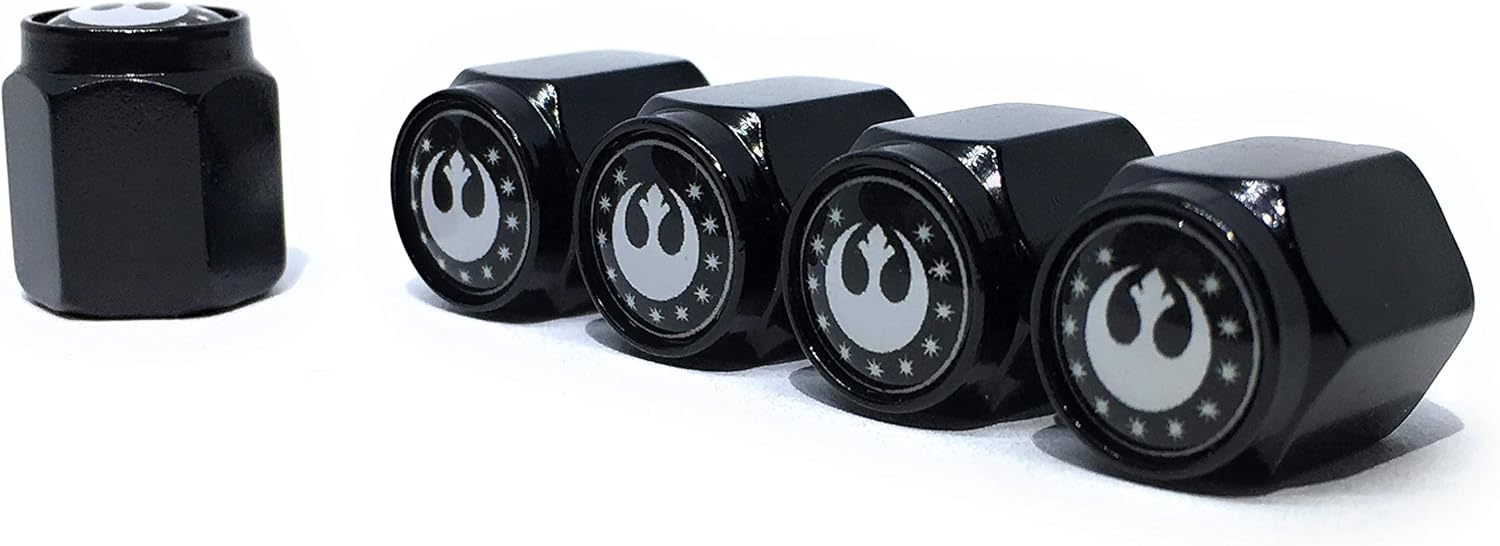 New Republic Galactic Empire Tire Valve Stem Caps (5 Pack) Dust Proof, with O Rubber Seal, All-Weather, Leak-Proof Air Protection Universal Stem Covers for Cars SUVs Trucks (Black)