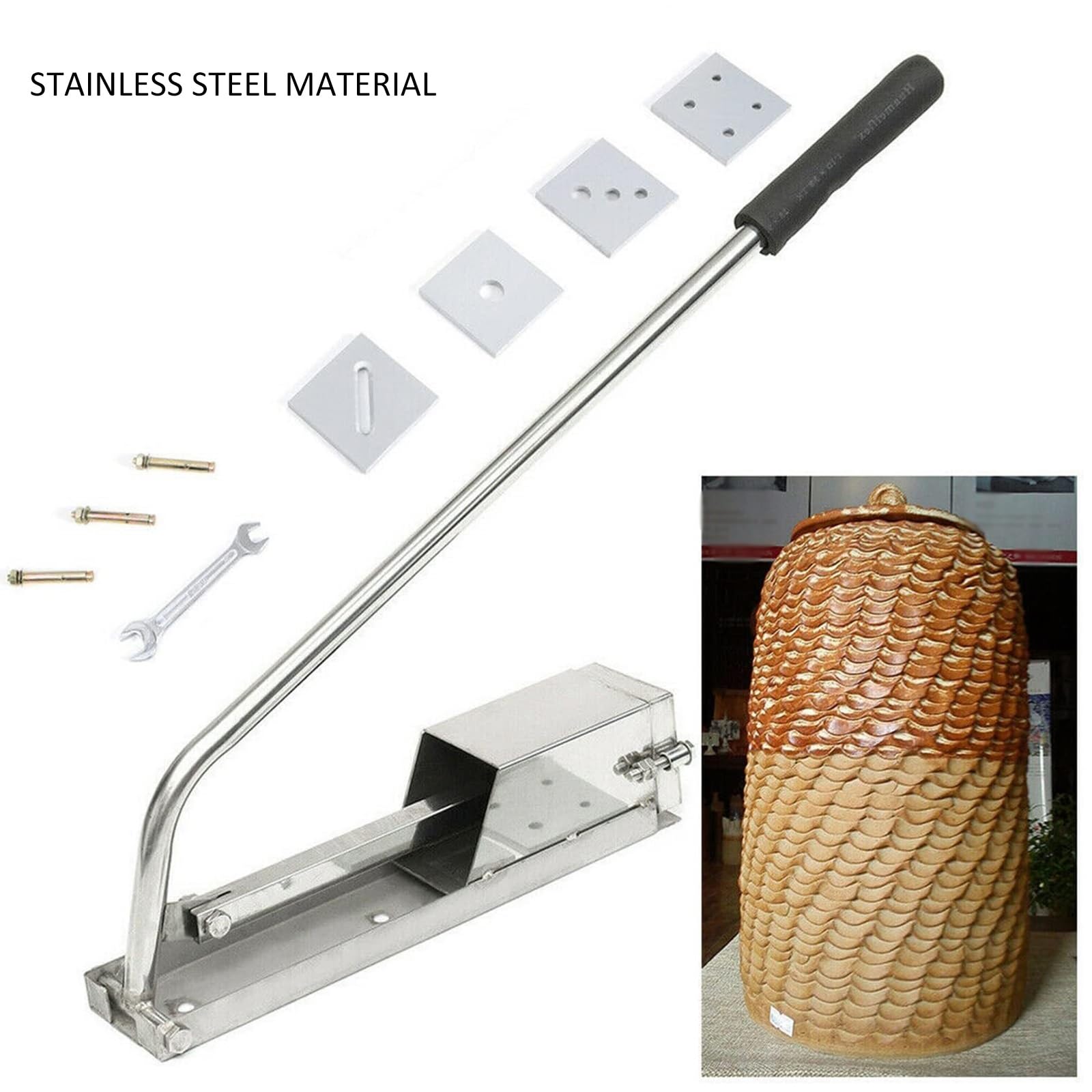 Edelstahl-Tonpresse, wandmontierte 4-Schicht-Tonpresse mit 4 Matrizen, Keramik-Weichtonpresse, kommerzielles Tonpresswerkzeug für Atelier, Schule und Hobbyisten