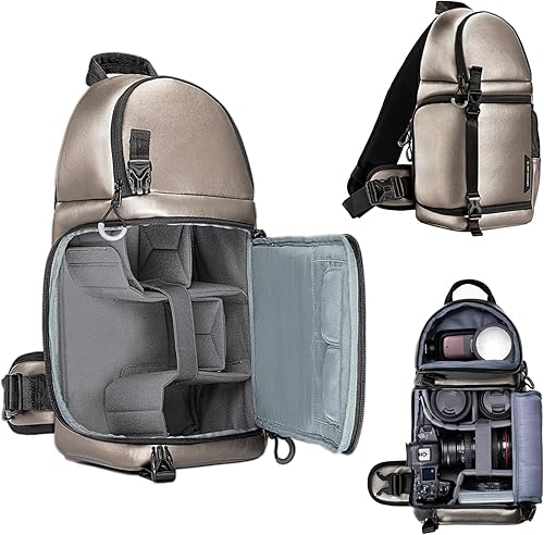 Miniatura 5 de K&F Concept Bolso bandolera para cámara de uso diario, bolso cruzado impermeable, mochila para cámara, bolsa de fotografía, plateado, Moda