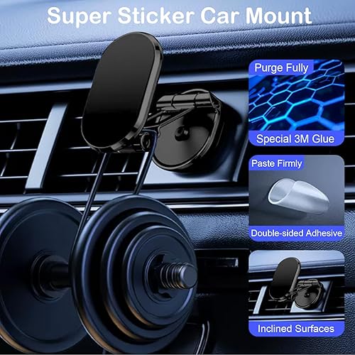 Miniatura 4 de Soporte magnético para teléfono para automóvil, 8 imanes fuertes, aleación plegable, soporte magnético para teléfono, soporte universal para