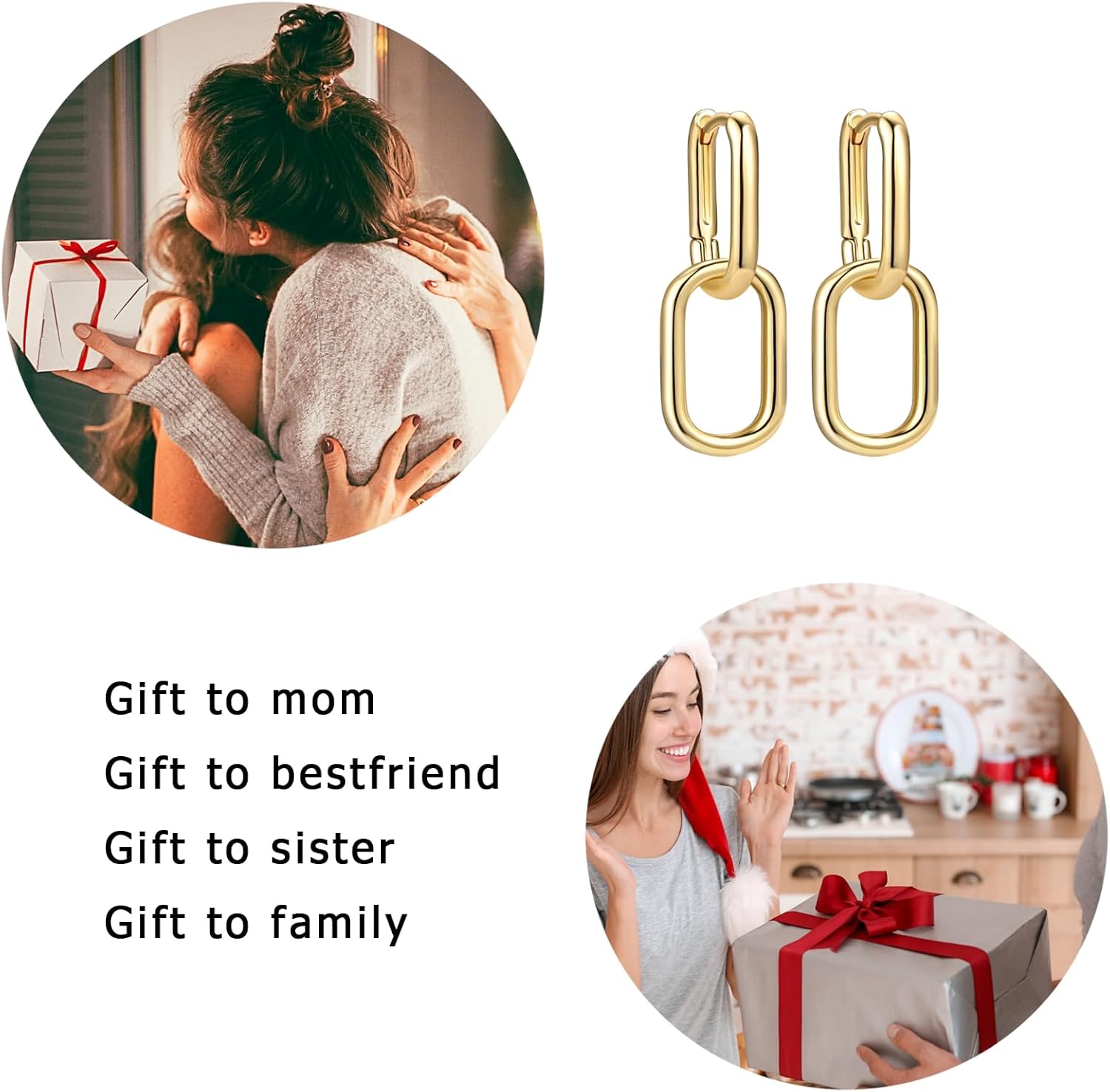 Hoop Earrings Dangle Earrings for Women 14K Gold Plated Earrings Link Earrings for Women - Image 8