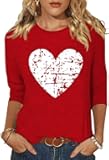 Womens Christmas 3/4 Sleeve Crew Neck T-Shirts Merry and Bright Leopard Christmas Tree Graphic Tee Tops
