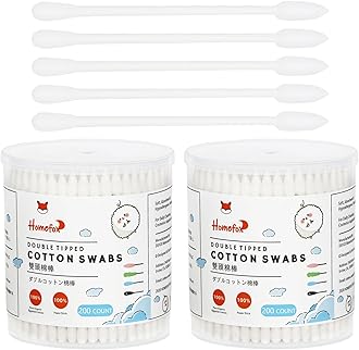 Cotton Swabs Precision Pointed - 400 Count Pointy Organic Cotton Buds Double Side Tightly Wrapped Cotton Tips Paper Stick Soft Gentle Lint-Free Cruelty-Free, Pointy & Round (White)