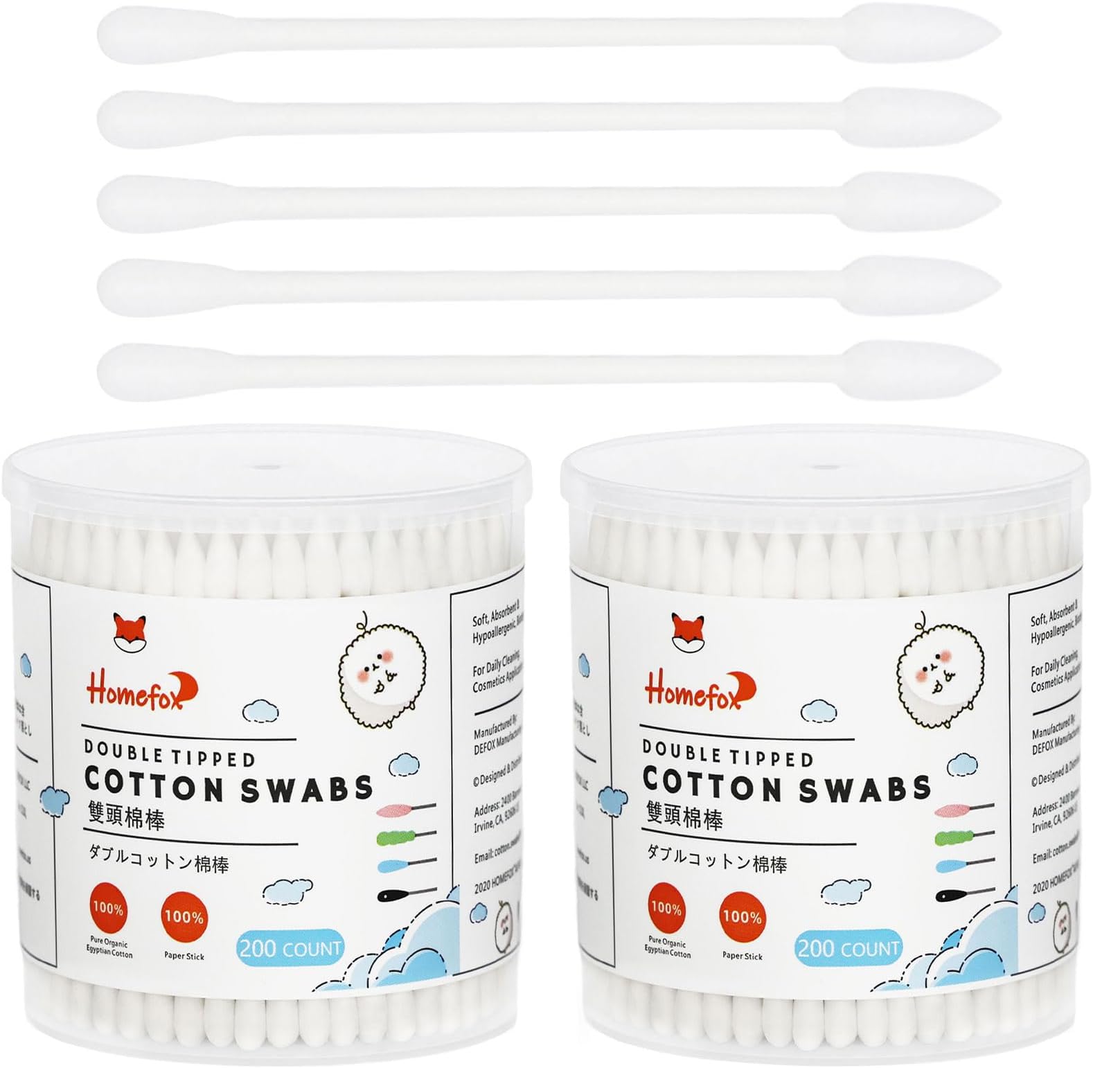 Cotton Swabs Precision Pointed - 400 Count Pointy Organic Cotton Buds Double Side Tightly Wrapped Cotton Tips Paper Stick Soft Gentle Lint-Free Cruelty-Free, Pointy & Round (White)