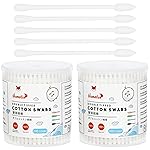 HOMEFOX Cotton Swabs Precision Pointed - 400 Count Pointy Organic Cotton Buds Double Side Tightly Wrapped Cotton Tips Paper Stick Soft Gentle Lint-Free Cruelty-Free, Pointy & Round (White)