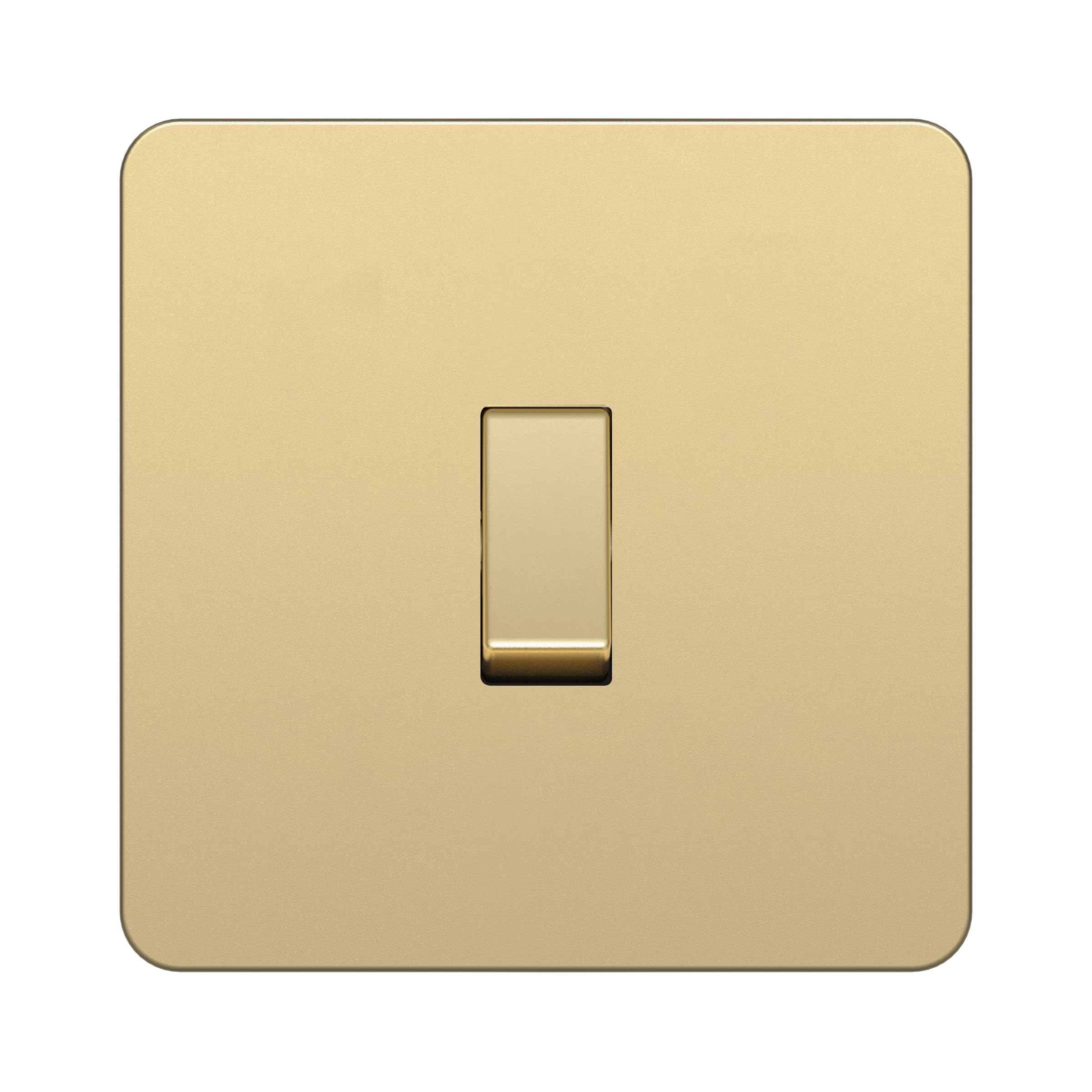 LIDER 1-Gang Screwless Light Switch, 1-Way/2-Way, UKCA Certified, Screwless Plastic Faceplate, Thermoplastic, Round Edges, 16A, Glossy Finish, Gold