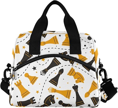 Bolsa de almuerzo térmica con diseño de estrellas de ajedrez, reutilizable, con correa para el hombro, para el trabajo, picnic, escuela, playa Multi