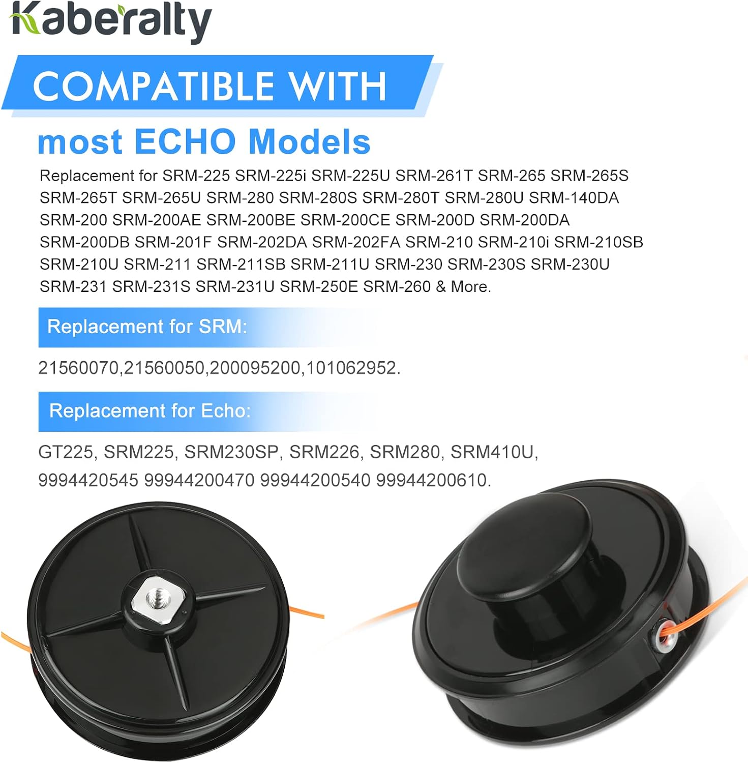 21560070 SRM Echomatic Trimmer Bump Head Compatible with Echo 21560050 200095200 10106292 SRM-225 SRM-210 SRM-235 Straight Shaft Trimmers,Weed Eater Bump Head with 0.095" Line