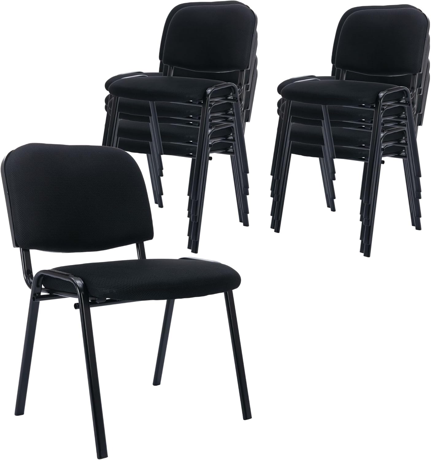 Wahson Mesh Reception Chairs Set of 5, Black Stackable Waiting Room Chairs, Padded Armless Conference Room Chair, Stacking Office Guest Chairs for Meeting, Lobby, Church, Classroom