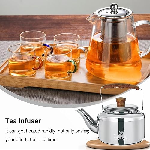 Miniatura 9 de Chandler - Tetera vintage de 2.34 litros, olla de acero inoxidable de 0.016 in, difícil de abollar, mango ergonómico con un agarre fresco, hervidor