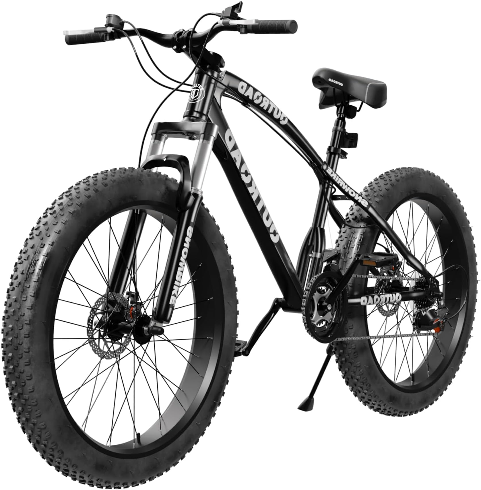 Outroad Mountain Bike Fat Tire with 4-Inch Tire 26 inch Wheels, 21 Speed with High Carbon Steel Frame Bicycle, Double Disc Brake and Front Suspension Anti-Slip Fat Bikes for Men and Women