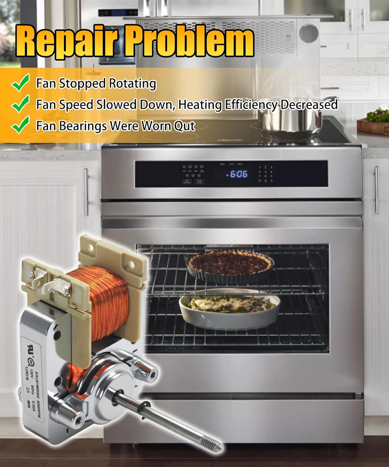 EAU61865302 Range Oven Convection Fan Motor Compatible with LG Range/Stove/Oven,Replacement for Numbers AP6235453, PS12080212