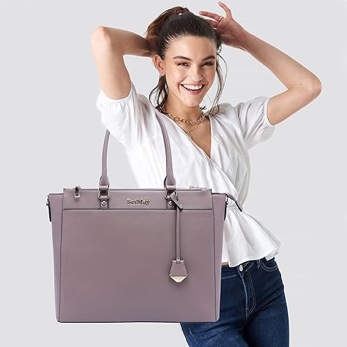 Miniatura 2 de Bolsa para portátil de 17 pulgadas para mujer bolso de trabajo maletín clásico multicompartimento para oficina señoras profesores estudiantes color