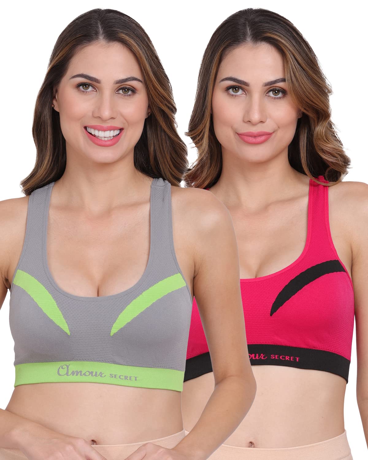Women's Removable Lightly Padded Racerback Sports Bra Pack of 2 and 3 S8853N-image-22