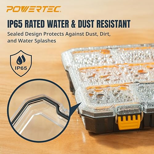 Miniatura 6 de POWERTEC Organizador de piezas pequeñas y caja de herramientas, 20 compartimentos, protección IP65 contra el agua y el polvo, almacenamiento