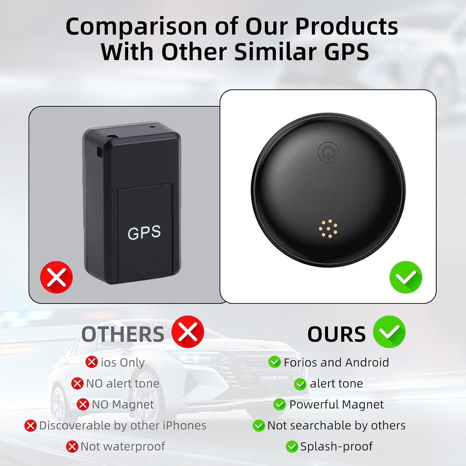 GPS Tracker for Vehicles,Mini Tracking Devices for Cars Hidden,Magnetic GPS Locator Global Coverage Real-Time Tracking(Work with iOS and Android),No Monthly Fee Subscription No SIM Card Required