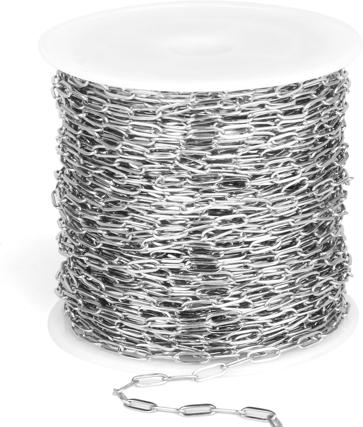 66FT Paperclip Chain Roll, 3MM Stainless Steel Paperclip Link Chains Spool Bulk for DIY Jewelry Making Necklace Bracelet