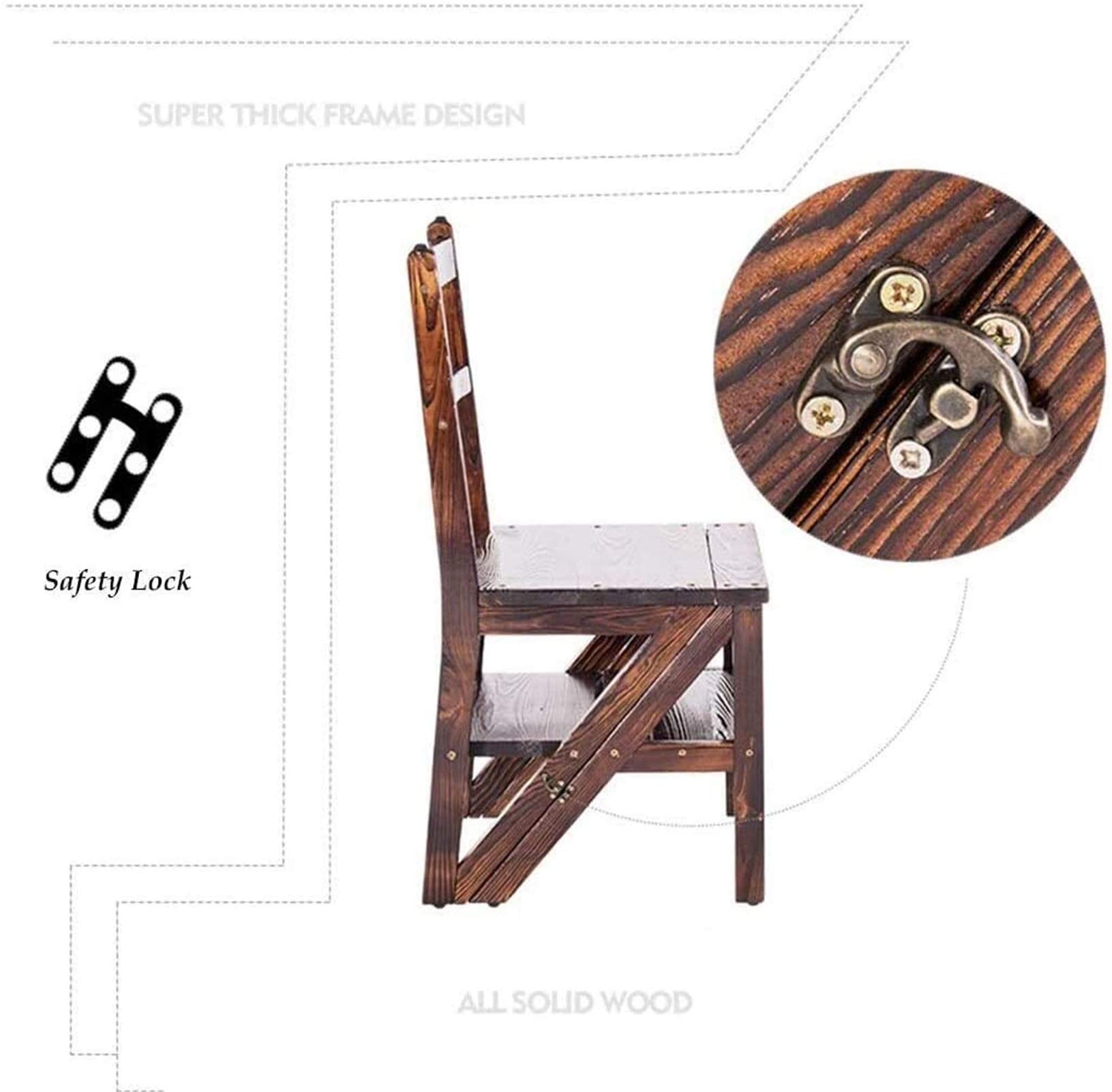 Taburete de Paso portátil Taburete de Paso de Madera Taburete de Paso de Cocina Plegable de 3 peldaños Taburete de Paso Plegable multifunción-Estantería