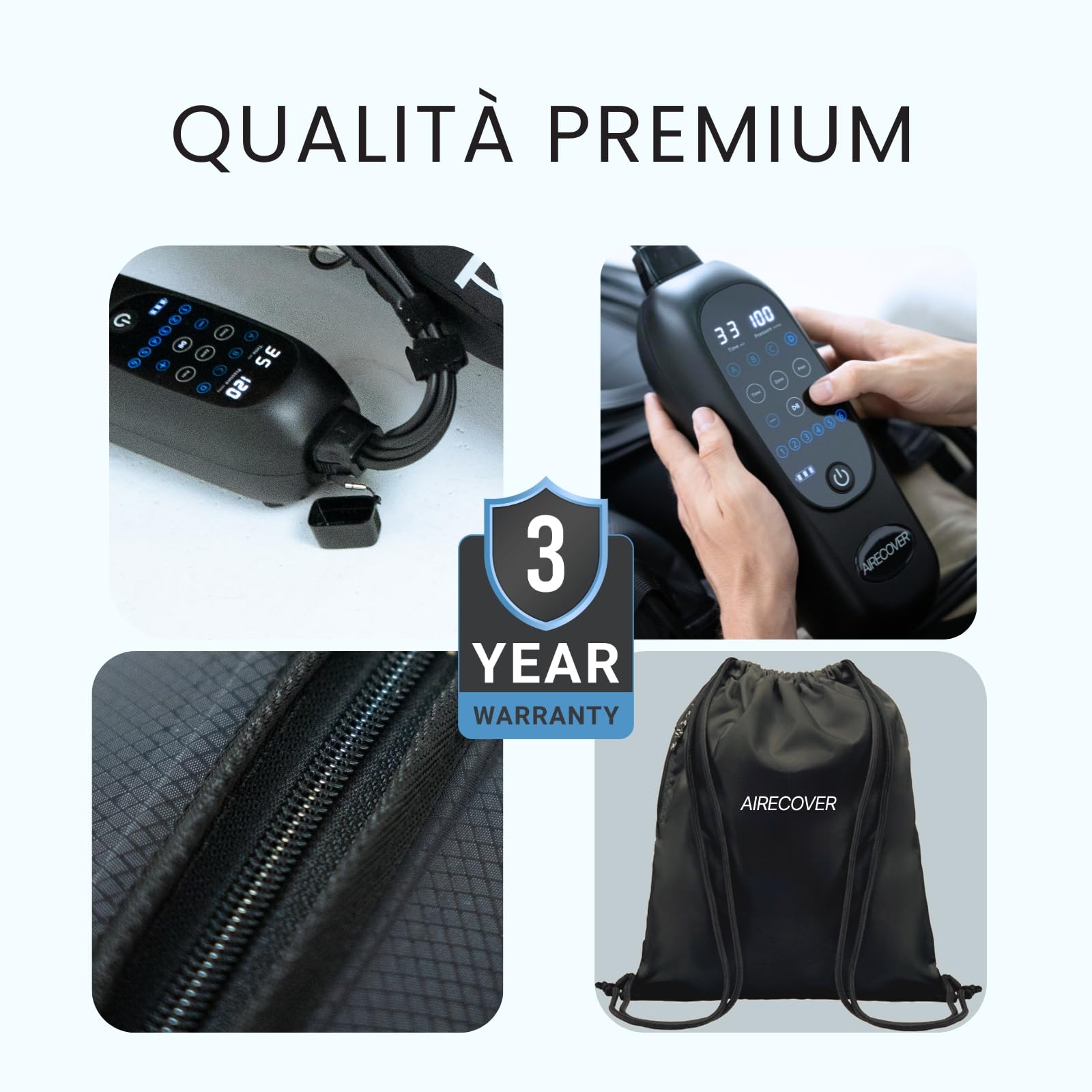 Recovery Boots,Pressoterapia Linfodrenaggio,Massaggiatore Gambe Wireless per Dolori e Circolazione, Rilassamento Muscolare & Recupero, con 6 Camere, 30-250 mmHg, 4 Modalità, Batteria 3h (L)