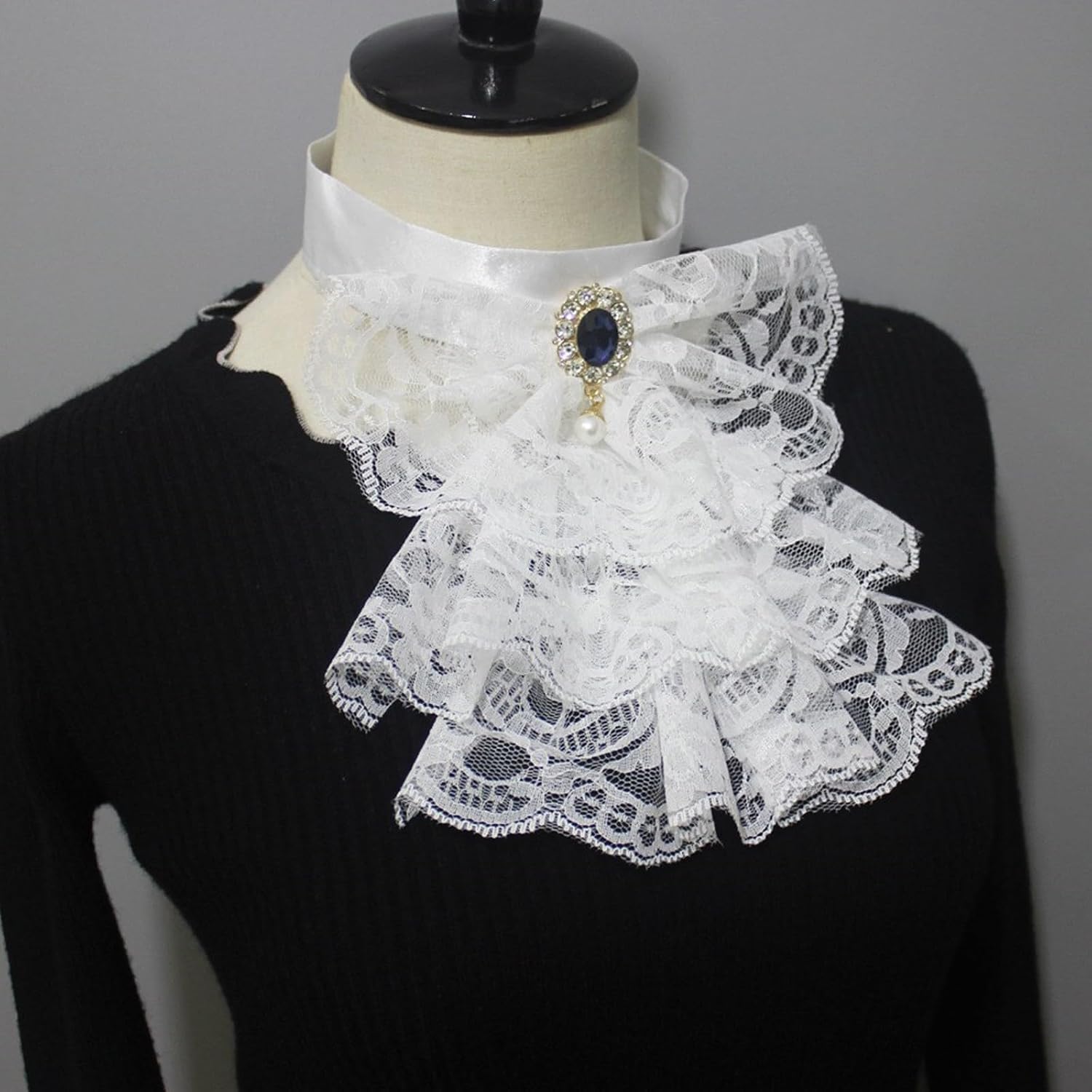 Renaissances Elizabethan Neck Ruff Collar Ruffled Collar for Women Ruffled Faux Layered Neck Ruff Lace Ruffle Multicolor