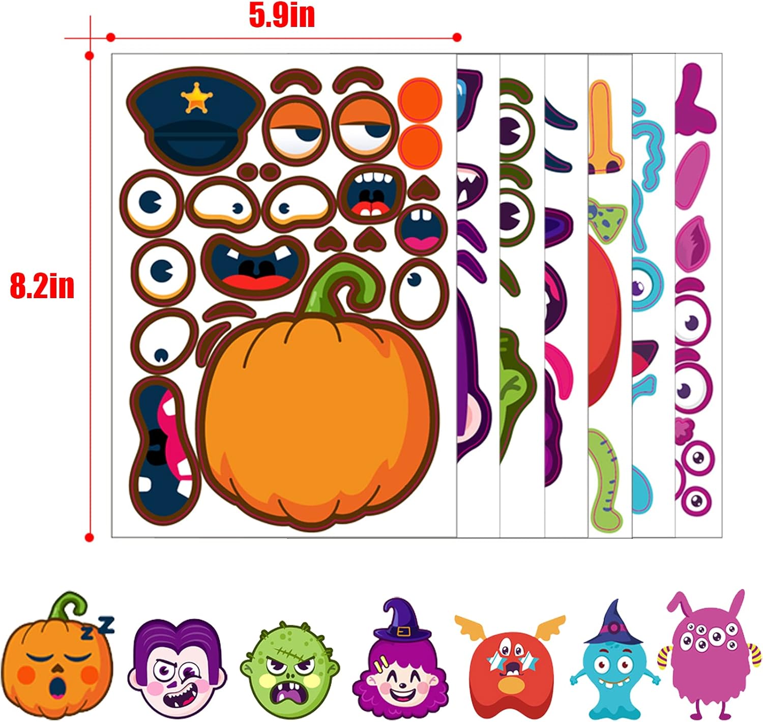 28 Sheets Halloween Party Games Stickers for Kids Make Your Own Halloween Stickers, Kids Halloween Activities Stickers Pumpkin Zombie Witche Monster for Kids Halloween Party Favors : Toys & Games
