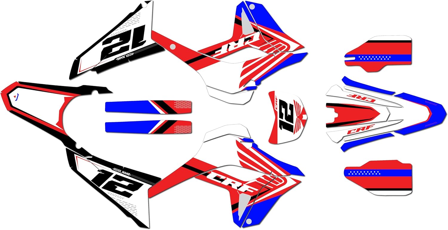 Graphics Kit for Honda CRF 300L (2021+) Keplar Series Red-Blue 21 Mil - Dirt bike Custom Racing Graphics Decals Stickers Kit, no-plastics