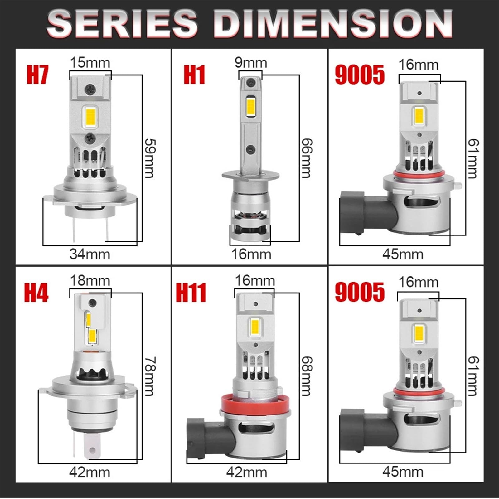 REPYL 2 pièces H7 phare LED lumière 100000LM 120W Mini LED H4 ampoule lampe à LED Turbo sans fil Auto voiture lampe frontale 12V 3585 CSP 6000K (Color : 120W 100000LM, Size : H1)