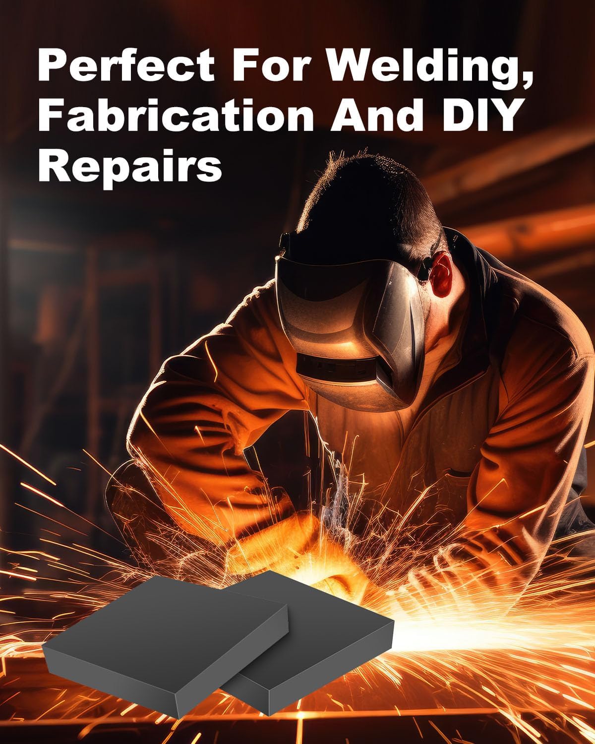 Rocaris - Placa de acero laminada en caliente (1,6 x 10,2 x 10,2 cm, chapa de acero soldable para reparación de carrocería, proyectos de bricolaje, apoyo industrial