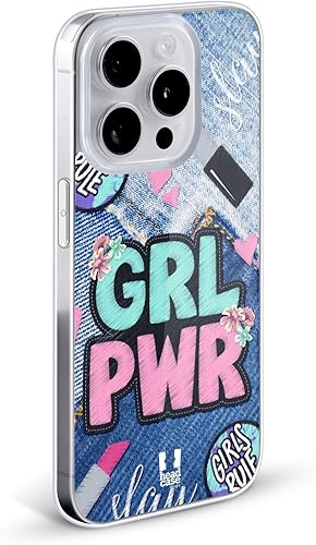 Miniatura 2 de Head Case Designs Girl Power Printed Denim Embroidery Gel Case Military Grade Protection Compatible with Apple iPhone 14 and Compatible with MagSafe