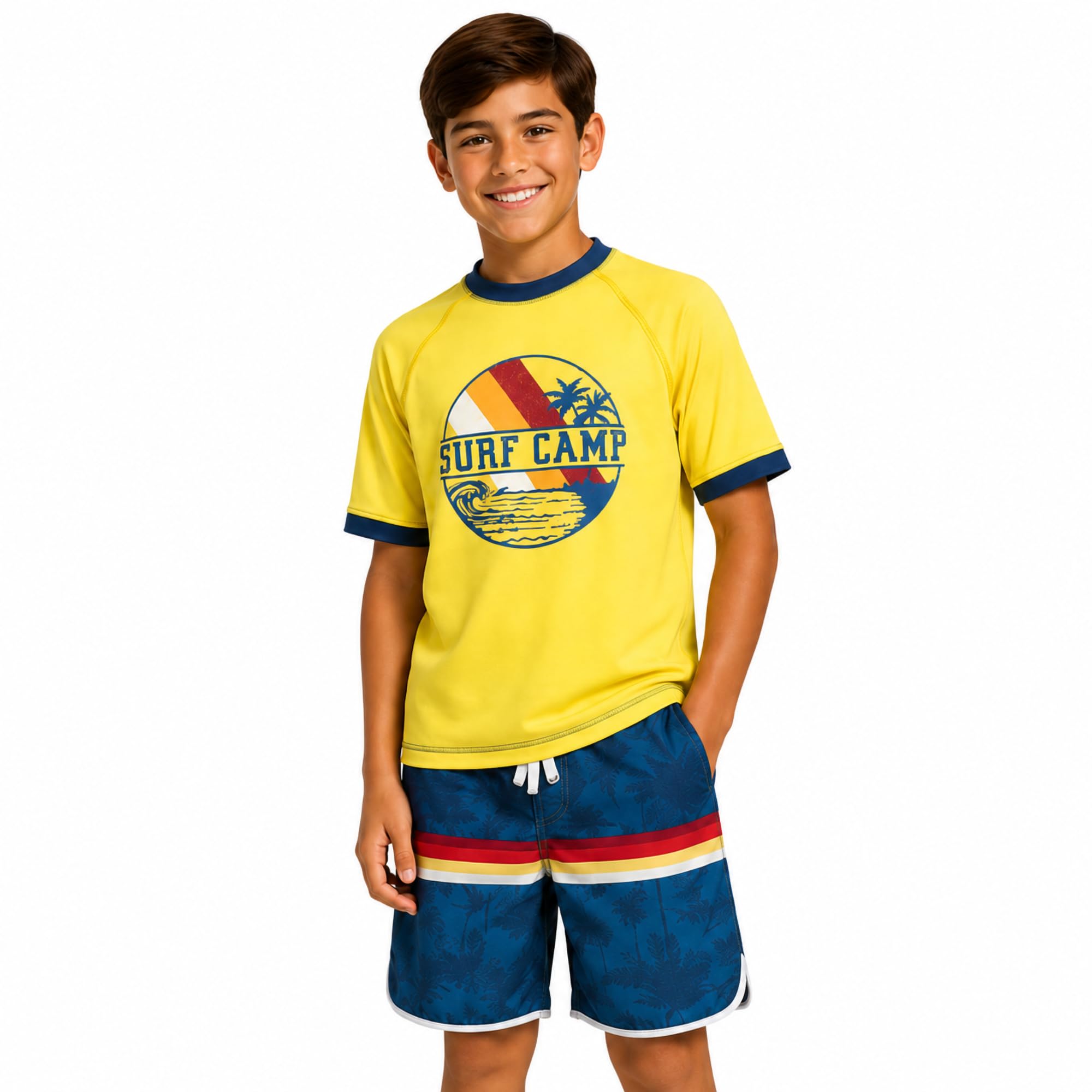 iXtreme Boys 2-Piece Rash Guard Swim Set Short Sleeve Shirt &amp; Trunks