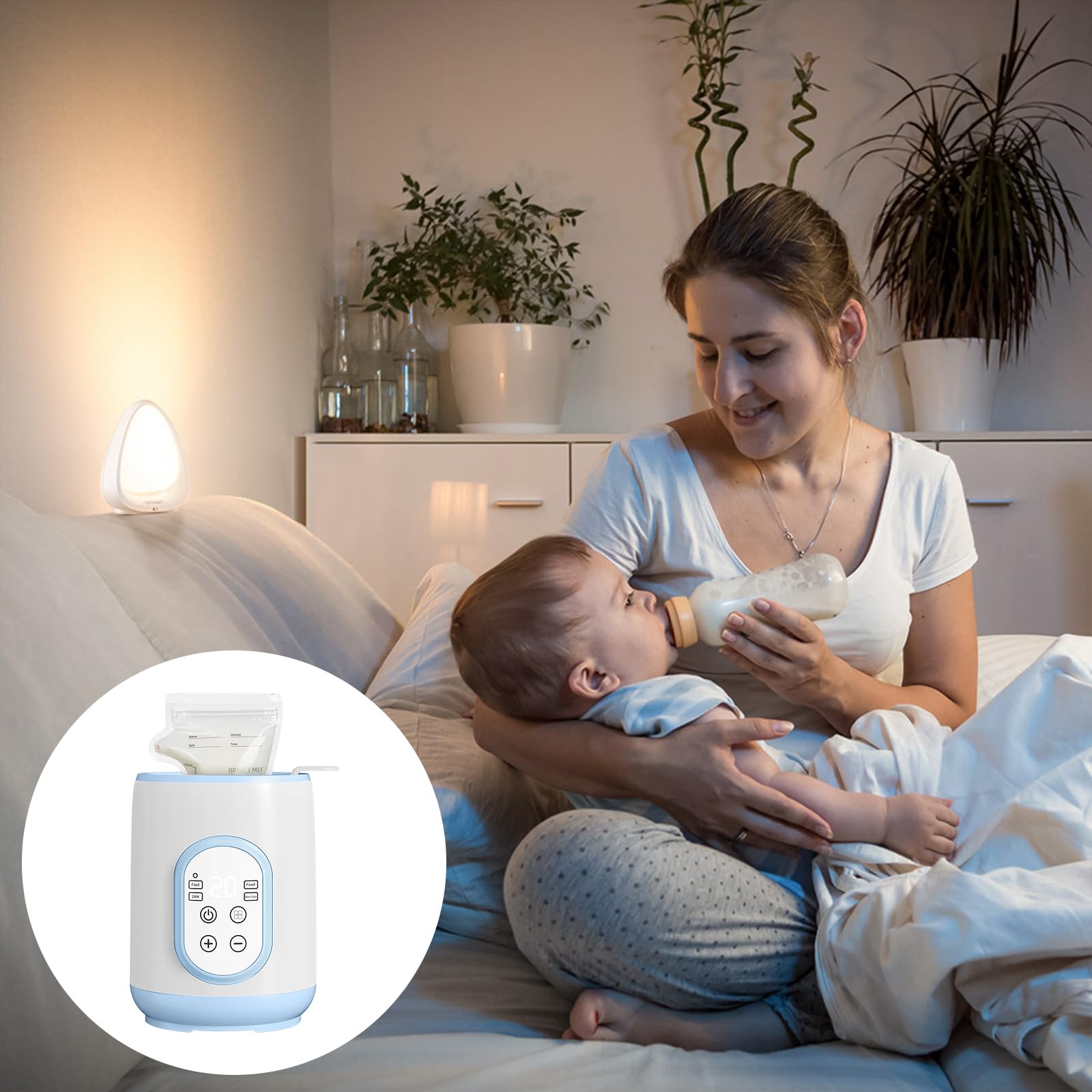 Scaldabiberon, Rapido Scaldalatte Bambini per Latte Materno o Formula, 8 in 1 Sterilizzatore per Biberon, Scongelamento Rapido Intelligente, Mantenimento in Caldo, Sterilizzazione, Facile da Usare