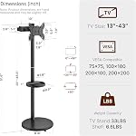 Roulement TV Support pour les téléviseurs 13-43", 33 lbs, Noir TV chariot, portrait ou rotation du paysage, boîte de rangement réglable et étagère, VESA jusqu'à 200x200