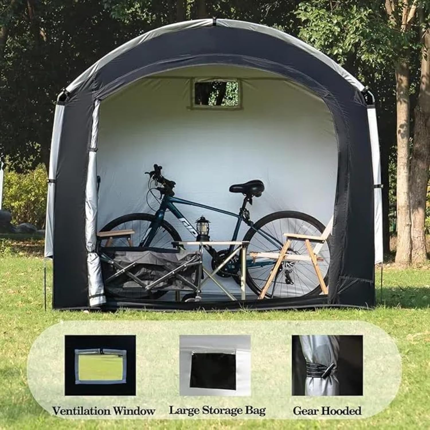 Tente de Rangement pour vélos,Abri Portable pour vélos,210D Oxford Fabric PU4000 Waterproof pour 2/3/4/6/8 vélos,Abri pour Moto,Outils de Jardin