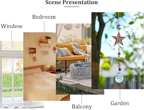 Miniatura 9 de H&D HYALINE & DORA - Colgante colgante de ventana con prisma de cristal, fabricante de arco iris, decoración para el hogar, jardín, árbol de Navidad