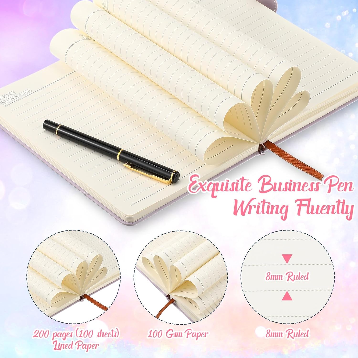 Cholemy 12 Pcs Graduation Leather Journal Gifts Sets for Women Men Employee Coworker Gifts 6 Pcs A5 Life Tree Hardcover Executive Writing Notebooks 6 Pen Teacher Office Business 200 Page(Light Colors)
