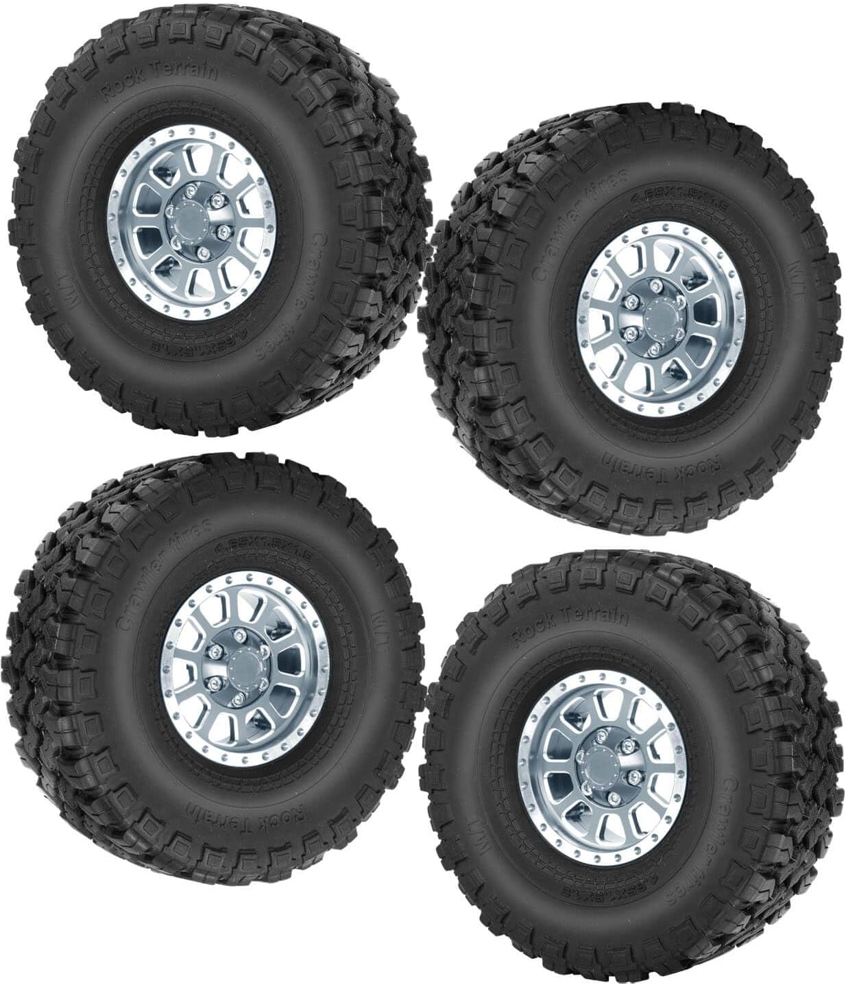 Rc 1.9 Inch Wheel Rims & Tires Wheels for 1/10 RC Crawler Car SCX10 SCX10 II 90046 SCX10 III TRX6 TRX4 D90 Gen8 VS4-10 CFX MST,4pcs Aluminum RC 1.9 Beadlock Wheel,Titanium