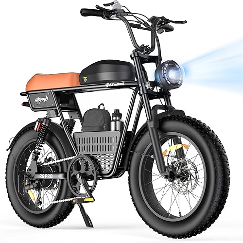 isinwheel Electric Bike Adults 750/1500W Ebike 20/28MPH, 55-75 Miles Electric Motorcycle with 10.4/13AH Battery, 20" Fat Tire Electric Dirt Bike 7-Speed E-Bike Full Suspension, R/L Turn Headlight
