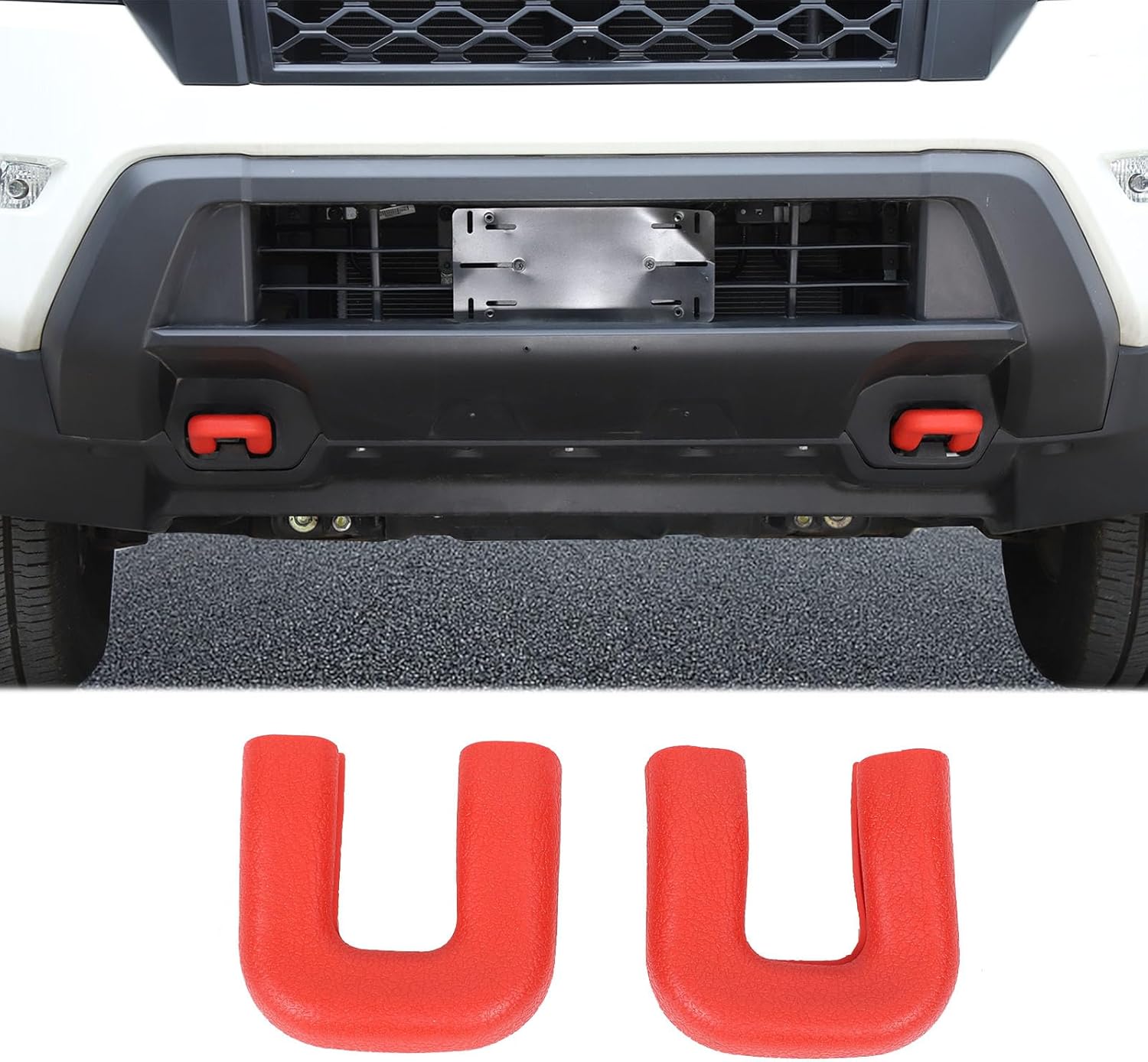 Car Front Bumper Tow Hook Cover Compatible with Nisan Frontier 2022-2025,Rubber Front Bumper Trailer Hitch Protector Cover Accessories (Red)