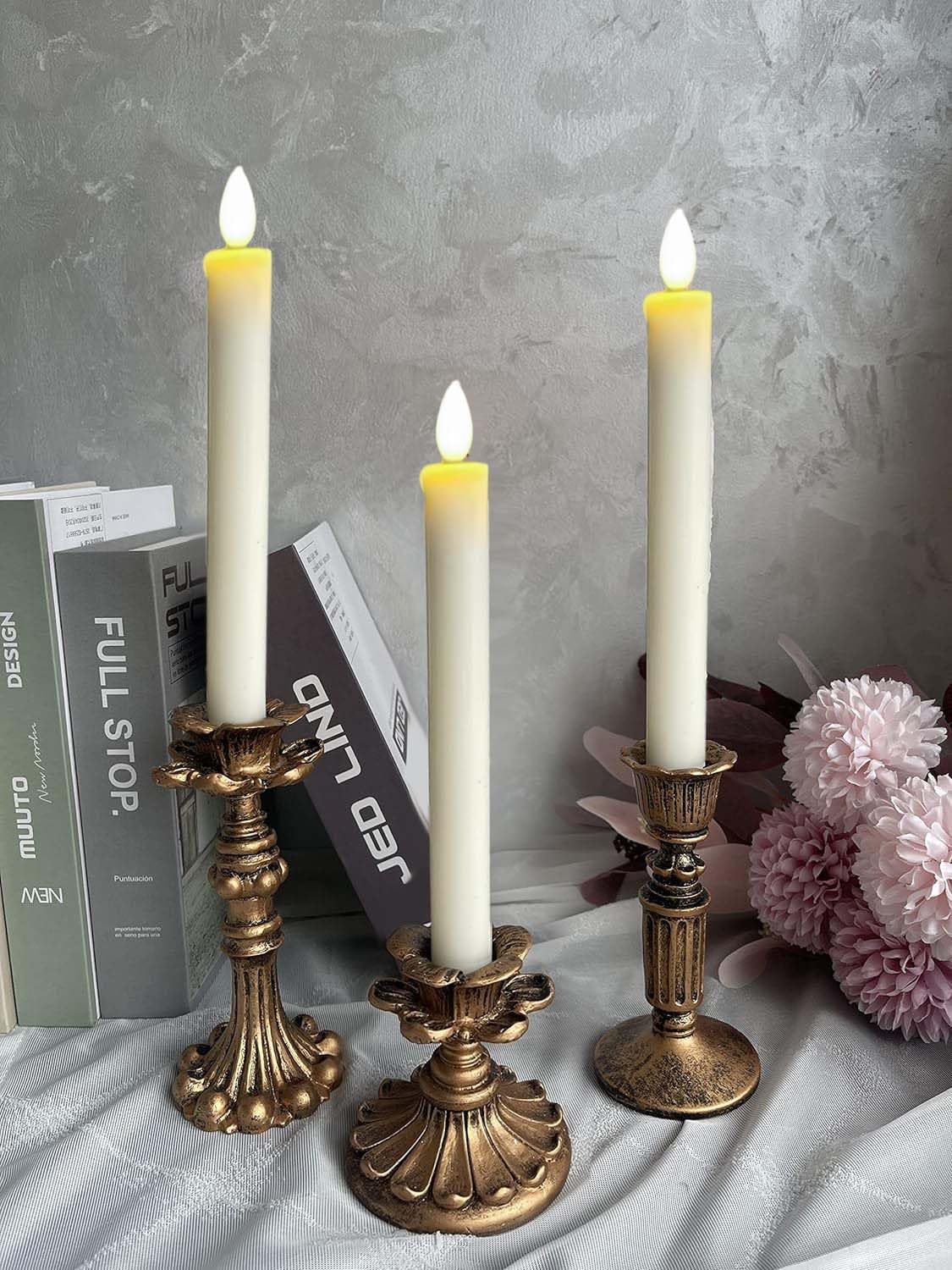 French Nostalgic Floral Resin Candle Holder Antique Bronze/Furniture Decoration/Retro Ornaments Candlestick (Bronze)