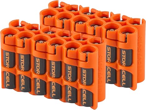Storacell AAA-12 Battery Storage Caddy and Dispenser Pack of 2, Orange, Holds 12 AAA Batteries Not Included, Durable & Compact Design, The Original Battery Caddy, Made in The USA
