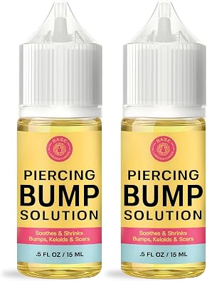 BASE LABORATORIES Piercing Bump Solution & Keloid Bump Removal | Soothing Piercing Aftercare for Piercing Bumps & Keloid Scar Removal | Ear & Nose Keloid Bumps Piercing Aftercare Solution Oil | 0.5 oz