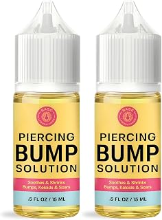 BASE LABORATORIES Piercing Bump Solution & Keloid Bump Removal | Soothing Piercing Aftercare for Piercing Bumps & Keloid Scar Removal | Ear & Nose Keloid Bumps Piercing Aftercare Solution Oil | 0.5 oz